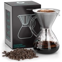 Coffee Gator 커피 메이커(800ml) - 필터 커피용 푸어 오버 커피 브루어 - 스테인리스 스틸 필터가 있는 유리 커피 포트 - 5-6잔용 커피 액세서리 -19609, 400ml