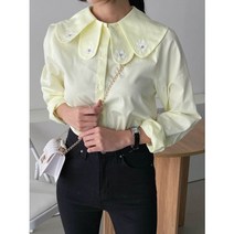 꽃잎BL(봄신상 이중카라 큐빅 플라워 카라) / 봄신상 20~30대여성 데일리 세련된 꽃잎 큐빅 카라 블라우스