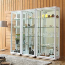 앤탑퍼니처 LED 조명 강화유리 장식장, 5단, 800, 화이트