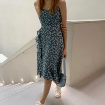 속치마 포함 앞프릴 스트립 나시 원피스 시원한 뒷지퍼 스트랩 앞뒤 기장 언발란스 끈조절