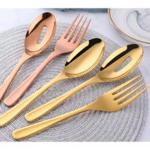 304 스테인리스 수저 포크 대왕포크 대형 왕포크 먹방 타공스푼 레스토랑 세트 7컬러, 색상선택, 구멍 [블루]