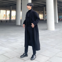 룩샵 남자 남성 오버핏 프리미엄 싱글 모던 바노티 로브 롱코트