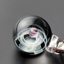 우주구슬 은하계 크리스탈 태양계 행성 유리 수정구, 4.검은색바탕에분홍색구슬이있는펜던트