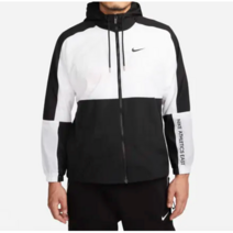 나이키 NSW 애슬레틱스 이스트 후드 우븐 재킷 블랙 화이트 FD0947-010