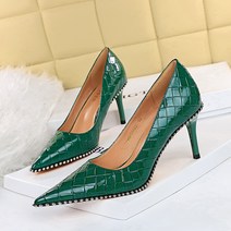 여성신발 펌프스 에나멜 메탈 체인 8cm 하이힐