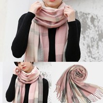 체크 머플러(핑크그레이) 예쁜머플러 커플머플러 50대여성머플러