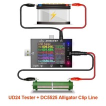 캠핑용 인산철 파워 뱅크 대용량 배터리 dc5.5 type-c usb 테스터 디지털 전압계 전류계 전원 은행 전압 감지기 볼트 전기 미터 dc 어댑터, 협력사, ud24 dc 앨리게이터