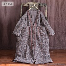 여성 가을 겨울 누빔원피스 누비옷 면 린넨 프린트 카디건 패딩 뉴타임즈 H064X501
