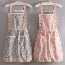 꽃무늬 레이스 H형 주방 앞치마, 토끼 블루, 1개