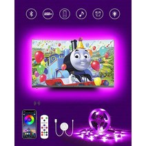 HAMLITE 85인치 TV용 LED 조명 USB 블루투스 LED TV 조명 앱 컨트롤 색상 변경 TV 백라이트 음악 동기화 방 장식 게임 장식 및 PC 모니터용 LED