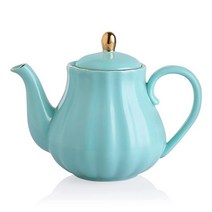 SWEEJAR Royal 찻주전자 탈착식 스테인리스 스틸 인퓨저가 있는 세라믹 찻주전자 개화 및 잎 찻주전자 - 793.8g(28온스) 블루 바이올렛), White