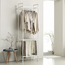 엠에프매직하우스 이동식 멀티 바지걸이 행거 카트형 트롤리 + 고무망치, 화이트