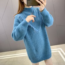 스웨터 이너셔츠 미드 롱이너티셔츠 여성 겨울 가을 밍크 두꺼운 융털 이너웨어 스커트 보온옷 1836167684