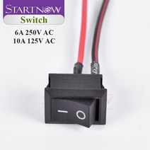 POE 이더넷 스위치허브 ON/OFF 스위치 SPST 6A/250V 10A/125V AC 보트 로커 (와이어 포함) 2 핀 블랙 푸시 버튼 스위치 DIY 전자 부품 용