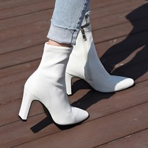 [바닐라슈] 헤비튼 각코 베이직 하이힐 스판 앵클부츠(8.5cm)