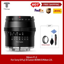 DSLR 미러리스 렌즈 단 광각 망원 ttartisan 50mm f1.2 매크로 dslr 카메라 소니 e 캐논 eos-m 후지 필름 x 니콘 z 라이카 l 마이크로 43 호환, 은, fuji xf