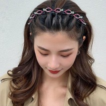 큐빅 집게머리띠 볼륨머리띠 벼머리 앞머리고정 얇은 제니 화관머리띠 여자, 화이트