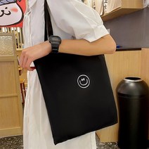 DMM 여학생 데일리 에코백 귀여운 스마일 캔버스백