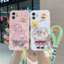 갤럭시 A32 lte 4g 케이스 스펀지 뚱이 캐릭터 핸드 스트랩 폰케이스 galaxy a32 strap case