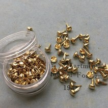 빈티지 할핀 다꾸 활핀 레트로 골드 칼라 푸시핀 원형 모양 보석 압정 침핀 메모꽂이, 4.5mm 골드 / 약50개(아주작은통)