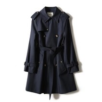 여자 고급 클래식 하프 더블 트렌치 코트
