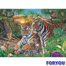 ForU808 조각 직소퍼즐 호랑이가족의 휴식 1000개 퍼즐 피스 풍경퍼즐 풍경화퍼즐, 상세페이지 참조