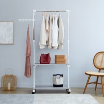 이지온 국민튼튼 이동식 2단 행거 EOR-800WCM2 고급 선반 원룸 옷걸이 수납 행거, 옵션1.화이트선반