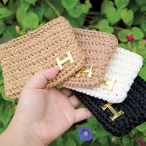 [프롬멜팅]코바늘DIY 헤링본H장식 카드지갑 스티치 뜨개키트 손뜨개패키지 KIT, 레드