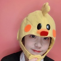 인스타 소녀 동물 귀여운 토끼 개구리 머리 커버 모자 사진 소품 연출, 노란 병아리
