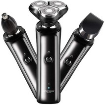 일본직발송 2. BOSHENGDA 맨즈 면도기 전동 3장 칼날 3 IN 1수염 USB 충전식 목욕 면도 가능 트리머와 코, One Color, 상세 설명 참조0, One Size_One Color