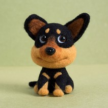 양모펠트 퀼티 DIY 꿀벌 개 양모 펠트 찌르기 음악 diy 재료 가방 인형 자동차 커플 남자 친구 선물 보내기, 꿀벌 개 전신 소재 패키지 + 골드 꼰 로프 +