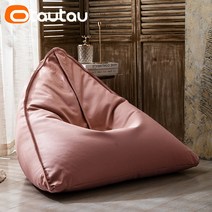 빈백 1인용빈백쇼파 쇼파 쿠션 의자 OTAUTAU 삼각형 인조 가죽 커버 바닥 좌석 빈 백 체어 방석 오토만 싱글 소파 가구 DD29JZ1T, 01 empty pouf cover, 05 bean