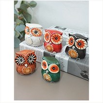 D15 인테리어 소품 우드 칼라 부엉이 5p, 본상품선택