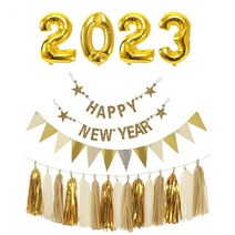 검은 토끼 의 해 happy new year 2023 년 풍선 세트 새해 복 많이 받으세요 토퍼 가랜드, 04 2023풍선가랜드테슬세트
