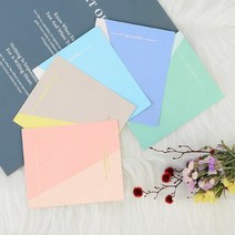 SOCEAN 비비드 컬러 꽃다발 케잌 고급 엽서 카드 봉투 1SET 감사축하인사 선물포장손편지 기프트레터 초대장알림장 개업메시지메일 투톤부드러운 점잖은칼라 메모노트 포스트카드, 하늘색