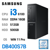 삼성중고컴퓨터 DB400S7B 인텔 6세대 core-i3 가성비 사무용컴퓨터 윈도우11설치, i3-6100, 16GB, 512GB+500GB