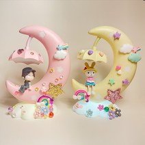 어린이무드등만들기 달무드등 초승달조명 데코덴 만들기세트, 토끼 옐로우초승달무드등