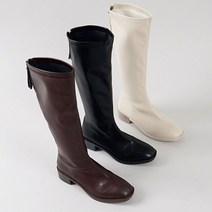 미들굽 긴부츠 여성 통넓은 종아리부츠 절개라인 레이스업 롱부츠 가을 스퀘어코 코디