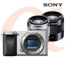 소니 알파 A6400  E 50mm F1.8 OSS 공식대리점 미러리스카메라, 실버바디 블랙렌즈
