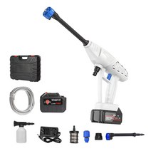 돌아라 무선 휴대용 고압 세척기 다기능 리튬배터리 물총, 흰색(업그레이드형), 1개