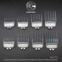 jrl클리퍼 미용실바리깡 남자바리깡 Wahl-madeshow용 범용 투명 헤어 클리퍼 가드 금속 클립 이발사 액세서, 13 White