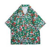 M-3XL 남성용 여름 해변 캐주얼 루즈한 반팔 꽃무늬 셔츠