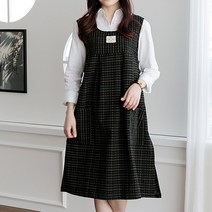 네이처데코 자수 원피스 앞치마, 꽃그레이