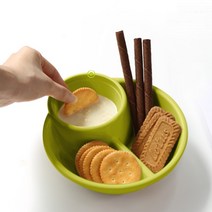 2단 3단 분할 분식 간식 캠핑 반찬 나눔 접시 그릇, 2칸볼, 라임