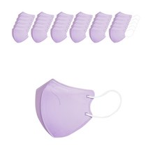 더커버스황사방역마스크(KF94)(대형)(흰색 검정색 연한회색 연한산호색 연한보라색 상아색 짙은황록색 연한갈색) 50매, 보라색