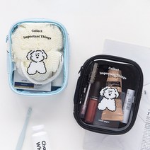 리틀페퍼 투명 파우치 로마네파우치 소분파우치 여행용 화장품 파우치 물놀이준비물 수영장가방 국내여행준비물 해외여행준비물 여사친생일선물 연블루 블랙