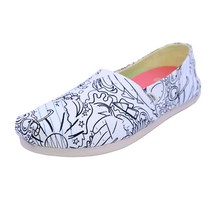 TOMS 여성용 알파르가타 메모리 폼 슬립온 로퍼 B/W 5 M (B M) 화이트 컬러링 북 프린트