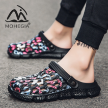 MOHEGIA 슬리퍼 남성용 미끄럼 방지 통기성 샌들 남성 여름 두꺼운 바닥 샌들과 슬리퍼 비치 슈즈 남성