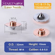 Startnow OEM 파이버 레이저 노즐 D32mm Raytools WSX Precitec 크롬 도금 커팅 헤드 용 싱글 더블 레이어, 4.5, S32-B-15-Dp, 03 S32-B-15-Dp_12 4.5, 03 S32-B-15-Dp_12 4.5