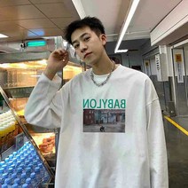 ROGBID 남성 티셔츠 긴팔 탑 새로운 봄과 트렌드 이너 바닥 셔츠 스웨터 옷 얇은 섹션 L